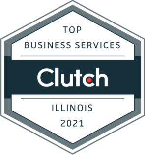 Clutch “Top Business Services” badge for Illinois, 2021, recognizing a company for excellence in professional services.